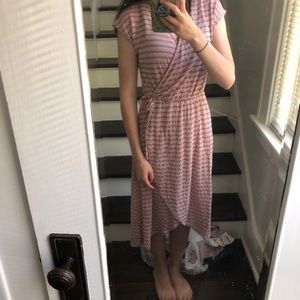 Caution to the wind Pink cross midi dress